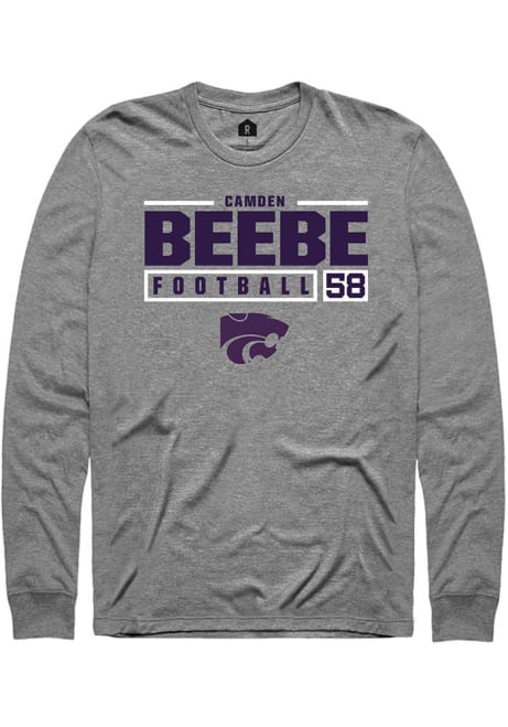 Camden Beebe Rally Mens Graphite K-State Wildcats NIL Stacked Box Tee