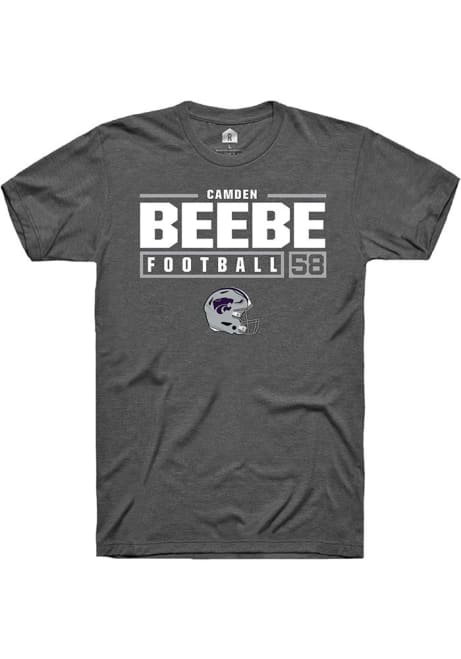 Camden Beebe Grey K-State Wildcats NIL Stacked Box Short Sleeve T Shirt
