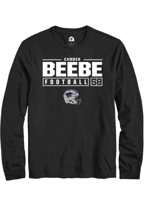 Camden Beebe Rally Mens Black K-State Wildcats NIL Stacked Box Tee