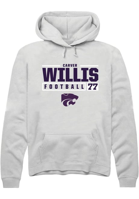 Carver Willis Rally Mens White K-State Wildcats NIL Stacked Box Hooded Sweatshirt