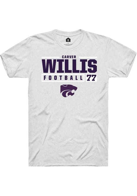 Carver Willis White K-State Wildcats NIL Stacked Box Short Sleeve T Shirt