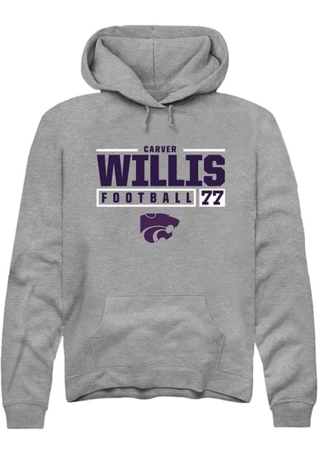 Carver Willis Rally Mens Graphite K-State Wildcats NIL Stacked Box Hooded Sweatshirt