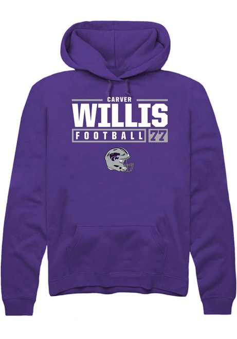 Carver Willis Rally Mens Purple K-State Wildcats NIL Stacked Box Hooded Sweatshirt
