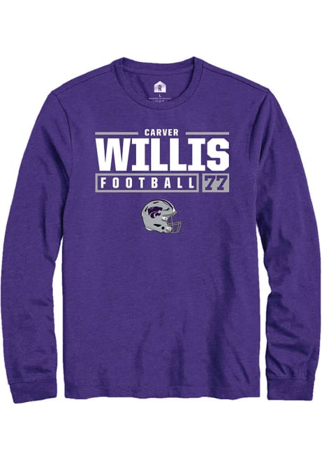 Carver Willis Rally Mens Purple K-State Wildcats NIL Stacked Box Tee