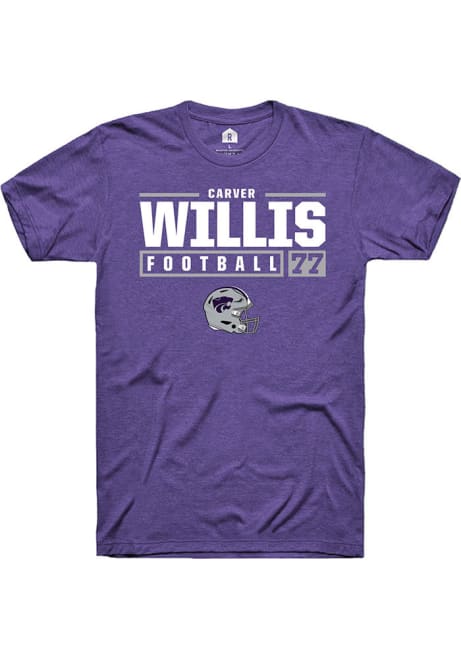 Carver Willis Purple K-State Wildcats NIL Stacked Box Short Sleeve T Shirt