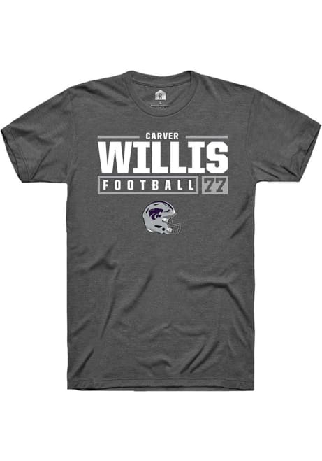 Carver Willis Dark Grey K-State Wildcats NIL Stacked Box Short Sleeve T Shirt