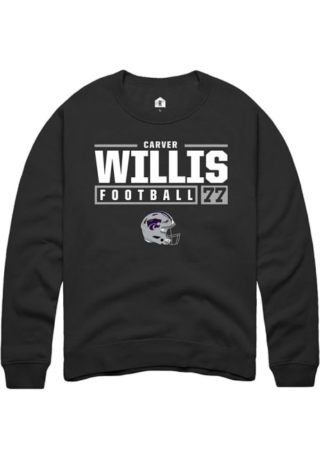 Carver Willis Rally Mens Black K-State Wildcats NIL Stacked Box Crew Sweatshirt