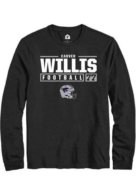Carver Willis Rally Mens Black K-State Wildcats NIL Stacked Box Tee