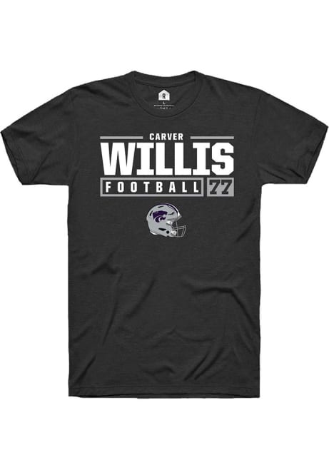 Carver Willis Black K-State Wildcats NIL Stacked Box Short Sleeve T Shirt