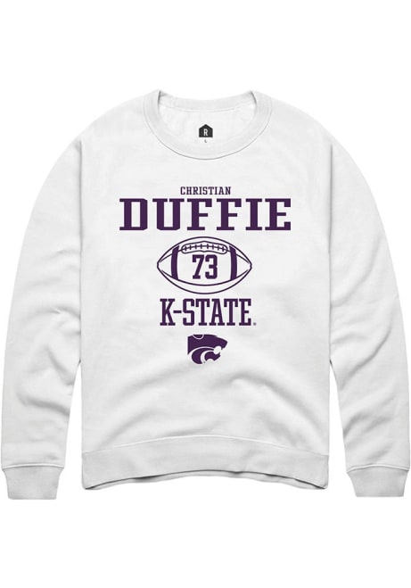 Christian Duffie Rally Mens White K-State Wildcats NIL Sport Icon Crew Sweatshirt