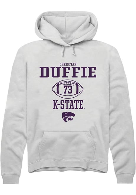 Christian Duffie Rally Mens White K-State Wildcats NIL Sport Icon Hooded Sweatshirt