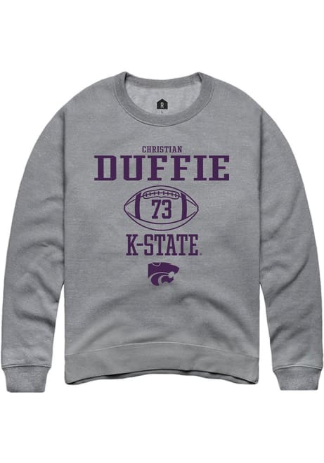 Christian Duffie Rally Mens Graphite K-State Wildcats NIL Sport Icon Crew Sweatshirt