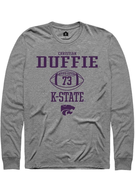 Christian Duffie Rally Mens Grey K-State Wildcats NIL Sport Icon Tee