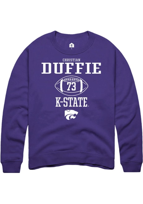 Christian Duffie Rally Mens Purple K-State Wildcats NIL Sport Icon Crew Sweatshirt