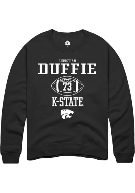 Christian Duffie Rally Mens Black K-State Wildcats NIL Sport Icon Crew Sweatshirt
