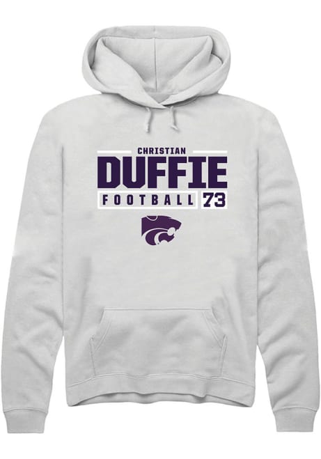 Christian Duffie Rally Mens White K-State Wildcats NIL Stacked Box Hooded Sweatshirt