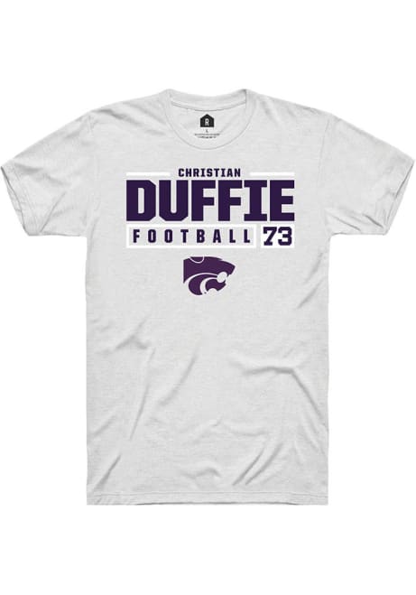 Christian Duffie White K-State Wildcats NIL Stacked Box Short Sleeve T Shirt