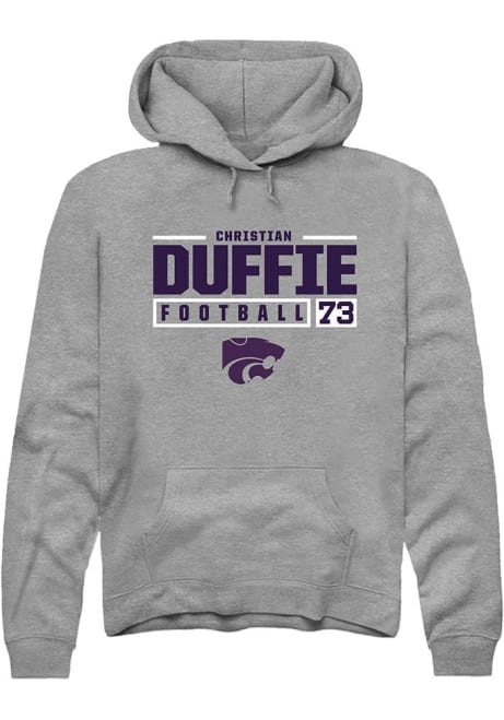 Christian Duffie Rally Mens Graphite K-State Wildcats NIL Stacked Box Hooded Sweatshirt