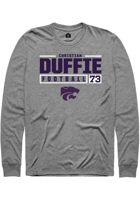 Christian Duffie Rally Mens Graphite K-State Wildcats NIL Stacked Box Tee