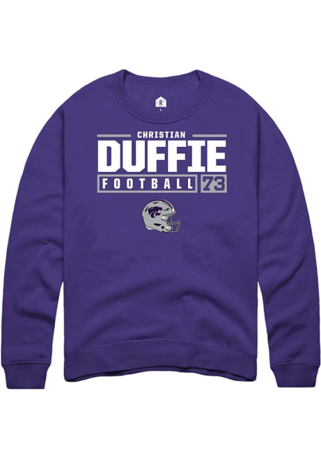 Christian Duffie Rally Mens Purple K-State Wildcats NIL Stacked Box Crew Sweatshirt