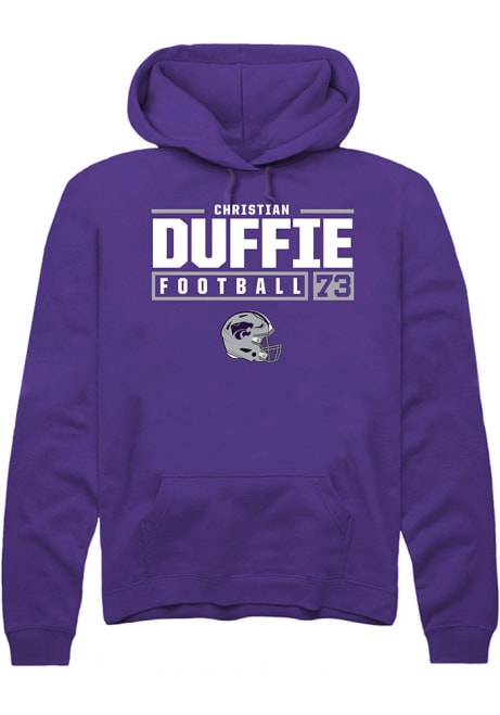 Christian Duffie Rally Mens Purple K-State Wildcats NIL Stacked Box Hooded Sweatshirt