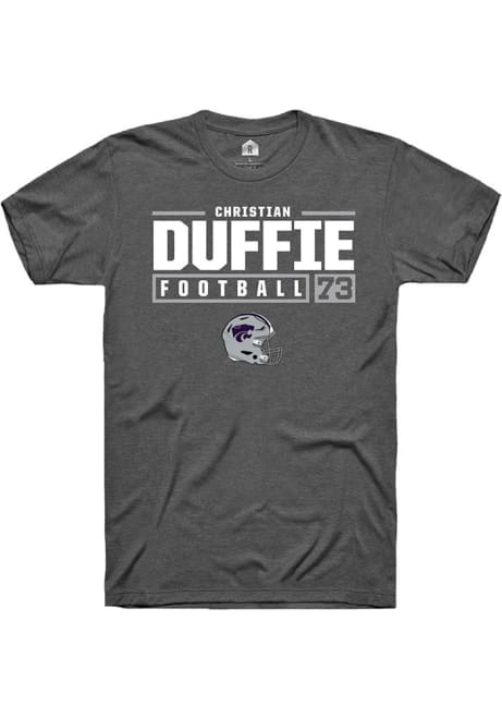 Christian Duffie Grey K-State Wildcats NIL Stacked Box Short Sleeve T Shirt