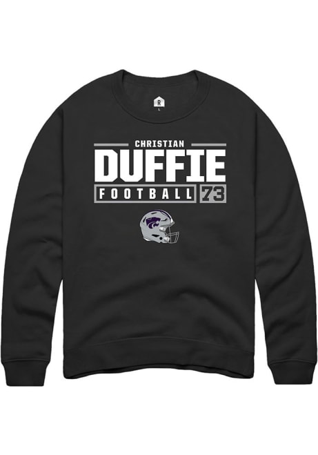 Christian Duffie Rally Mens Black K-State Wildcats NIL Stacked Box Crew Sweatshirt