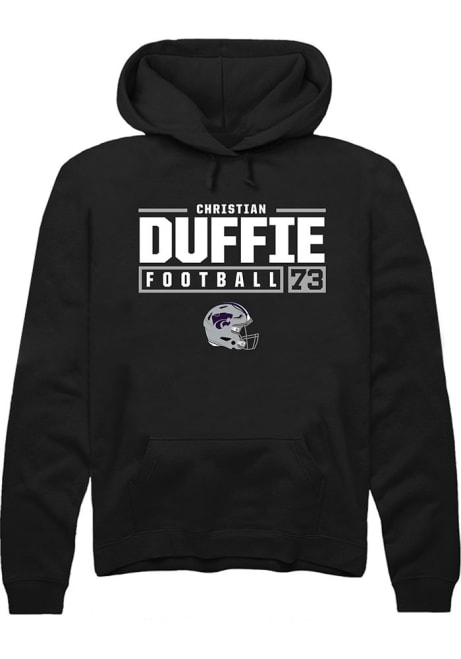 Christian Duffie Rally Mens Black K-State Wildcats NIL Stacked Box Hooded Sweatshirt