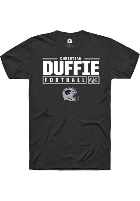 Christian Duffie Black K-State Wildcats NIL Stacked Box Short Sleeve T Shirt