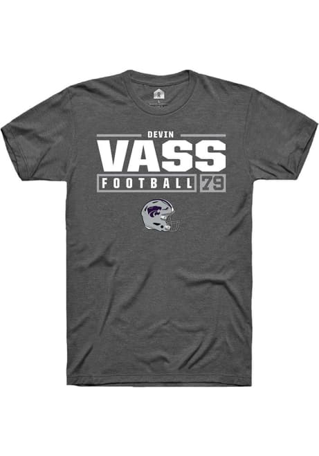 Devin Vass Grey K-State Wildcats NIL Stacked Box Short Sleeve T Shirt