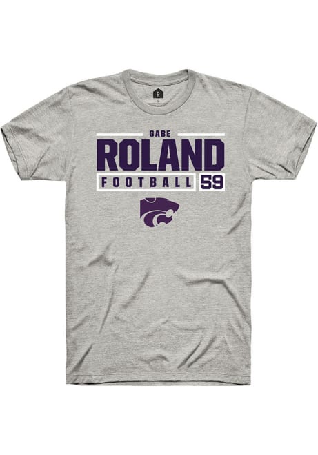 Gabriel Roland Ash K-State Wildcats NIL Stacked Box Short Sleeve T Shirt