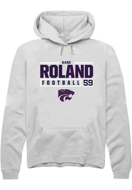 Gabriel Roland Rally Mens White K-State Wildcats NIL Stacked Box Hooded Sweatshirt