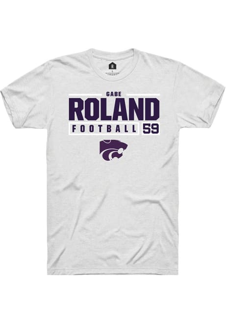 Gabriel Roland White K-State Wildcats NIL Stacked Box Short Sleeve T Shirt