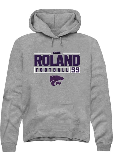 Gabriel Roland Rally Mens Graphite K-State Wildcats NIL Stacked Box Hooded Sweatshirt