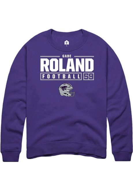 Gabriel Roland Rally Mens Purple K-State Wildcats NIL Stacked Box Crew Sweatshirt