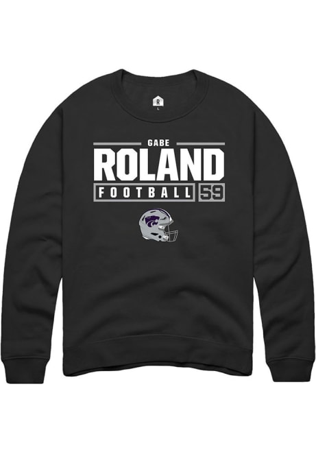Gabriel Roland Rally Mens Black K-State Wildcats NIL Stacked Box Crew Sweatshirt