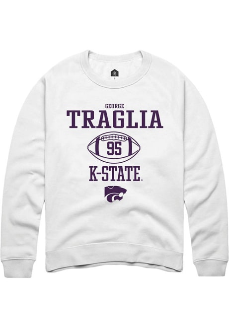 George Traglia Rally Mens White K-State Wildcats NIL Sport Icon Crew Sweatshirt