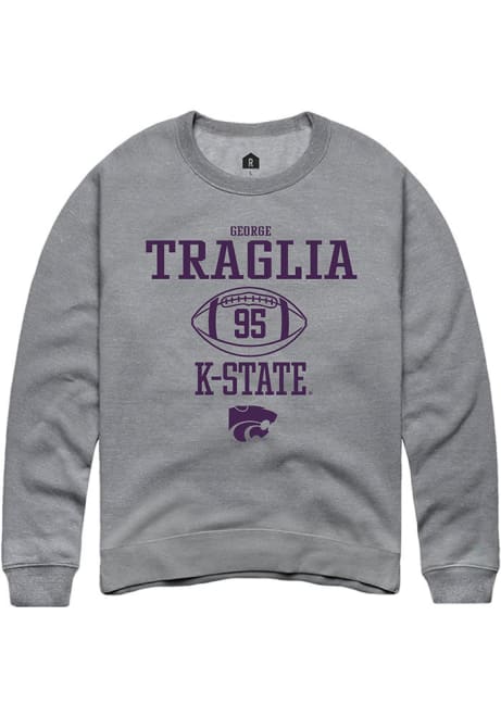George Traglia Rally Mens Graphite K-State Wildcats NIL Sport Icon Crew Sweatshirt