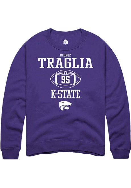 George Traglia Rally Mens Purple K-State Wildcats NIL Sport Icon Crew Sweatshirt