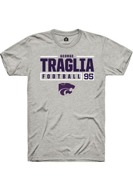 George Traglia Ash K-State Wildcats NIL Stacked Box Short Sleeve T Shirt