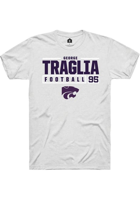 George Traglia White K-State Wildcats NIL Stacked Box Short Sleeve T Shirt
