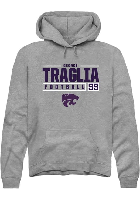 George Traglia Rally Mens Graphite K-State Wildcats NIL Stacked Box Hooded Sweatshirt