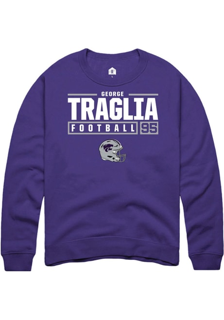 George Traglia Rally Mens Purple K-State Wildcats NIL Stacked Box Crew Sweatshirt