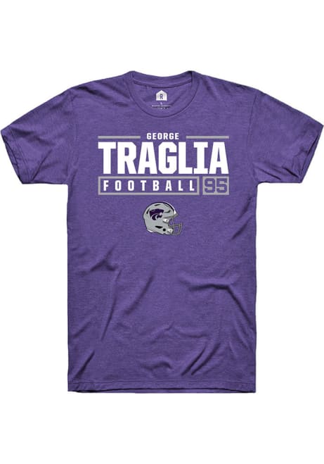 George Traglia Purple K-State Wildcats NIL Stacked Box Short Sleeve T Shirt