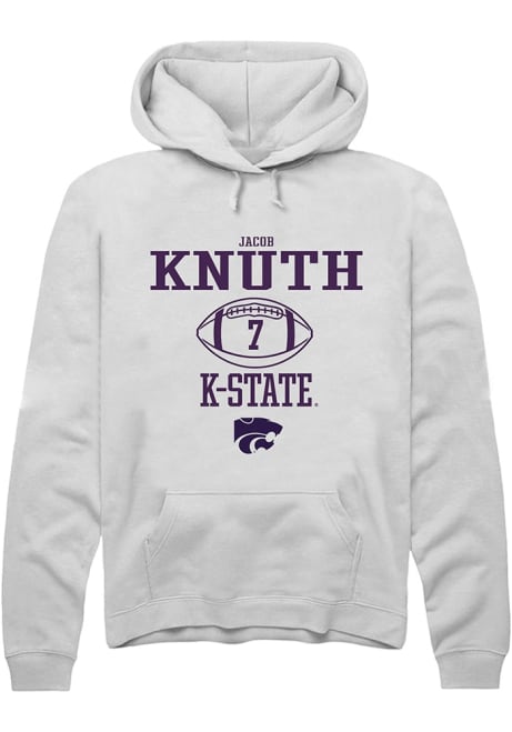 Jacob Knuth Rally Mens White K-State Wildcats NIL Sport Icon Hooded Sweatshirt