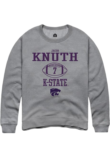 Jacob Knuth Rally Mens Graphite K-State Wildcats NIL Sport Icon Crew Sweatshirt