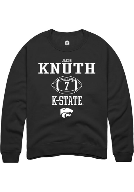 Jacob Knuth Rally Mens Black K-State Wildcats NIL Sport Icon Crew Sweatshirt