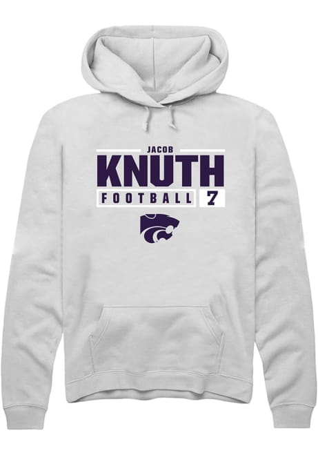 Jacob Knuth Rally Mens White K-State Wildcats NIL Stacked Box Hooded Sweatshirt