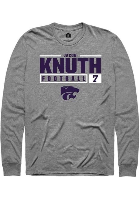 Jacob Knuth Rally Mens Graphite K-State Wildcats NIL Stacked Box Tee