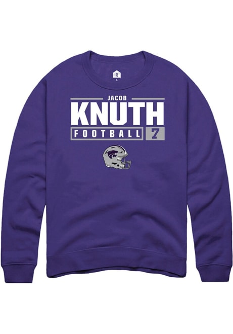 Jacob Knuth Rally Mens Purple K-State Wildcats NIL Stacked Box Crew Sweatshirt